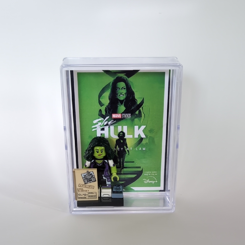 Collectible Lego She-Hulk Minifigure With She-Hulk Backdrop